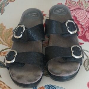 Dansko Black Double Buckle Sandals